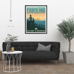 Ezposterprints - NORTH CAROLINA Retro Travel Poster - 24x32 ambiance display photo sample