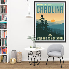 Ezposterprints - NORTH CAROLINA Retro Travel Poster - 36x48 ambiance display photo sample