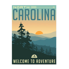 Ezposterprints - NORTH CAROLINA Retro Travel Poster