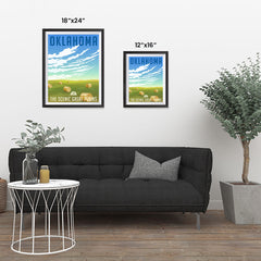 Ezposterprints - OKLAHOMA Retro Travel Poster ambiance display photo sample