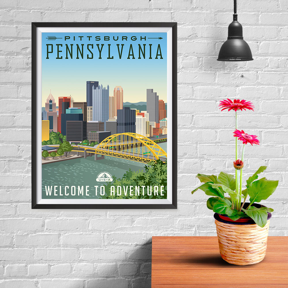 Ezposterprints - PENNSYLVANIA Retro Travel Poster - 12x16 ambiance display photo sample