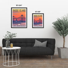 Ezposterprints - RHODE ISLAND Retro Travel Poster ambiance display photo sample