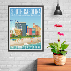 Ezposterprints - SOUTH CAROLINA Retro Travel Poster - 12x16 ambiance display photo sample