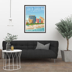 Ezposterprints - SOUTH CAROLINA Retro Travel Poster - 24x32 ambiance display photo sample
