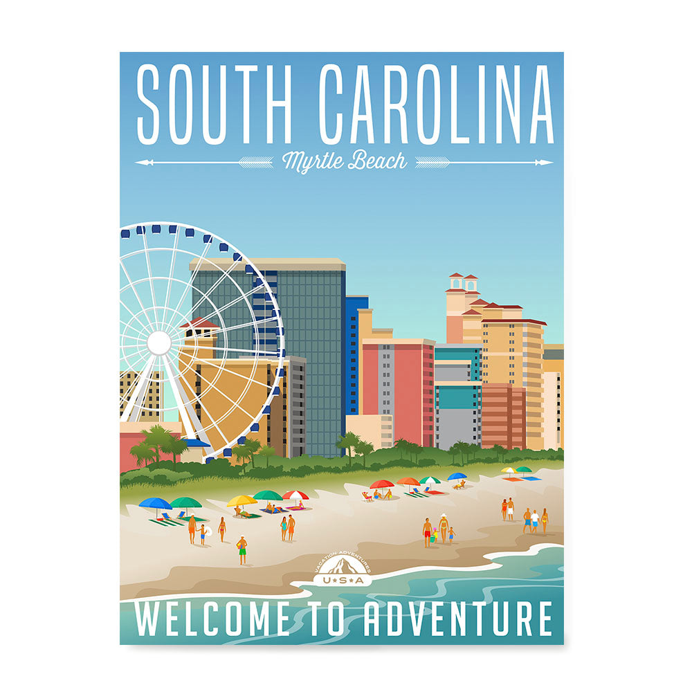 Ezposterprints - SOUTH CAROLINA Retro Travel Poster