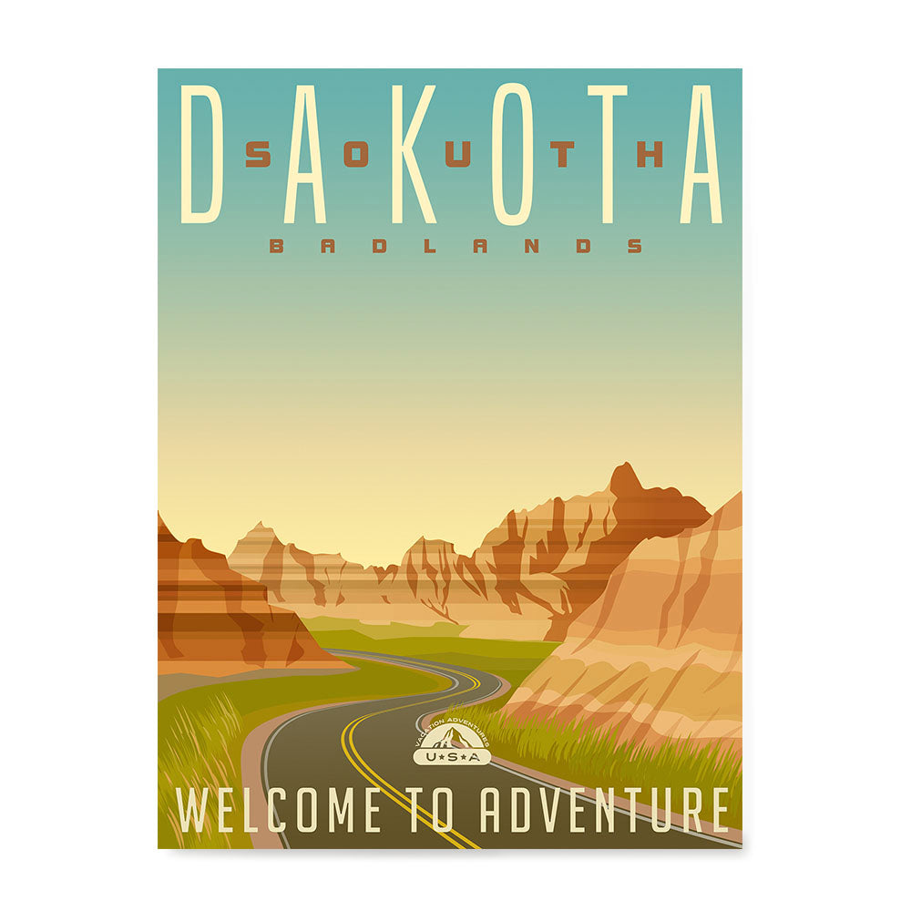 Ezposterprints - SOUTH DAKOTA Retro Travel Poster