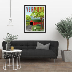 Ezposterprints - VERMONT Retro Travel Poster - 24x32 ambiance display photo sample