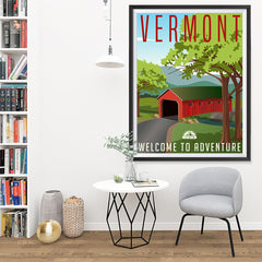 Ezposterprints - VERMONT Retro Travel Poster - 36x48 ambiance display photo sample
