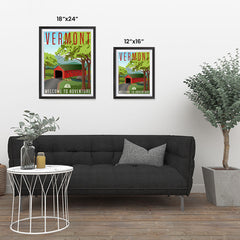 Ezposterprints - VERMONT Retro Travel Poster ambiance display photo sample