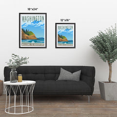 Ezposterprints - WASHINGTON Retro Travel Poster ambiance display photo sample