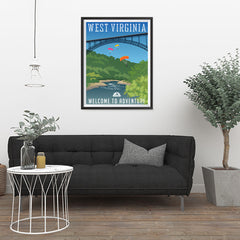 Ezposterprints - WEST VIRGINIA Retro Travel Poster - 24x32 ambiance display photo sample