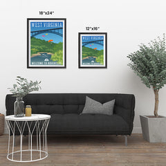 Ezposterprints - WEST VIRGINIA Retro Travel Poster ambiance display photo sample