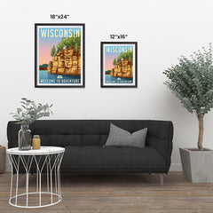 Ezposterprints - WISCONSIN Retro Travel Poster ambiance display photo sample