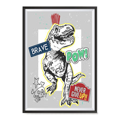 Ezposterprints - The Brave Racer T-Rex | Dinosaurs Jurassic Games ambiance display photo sample