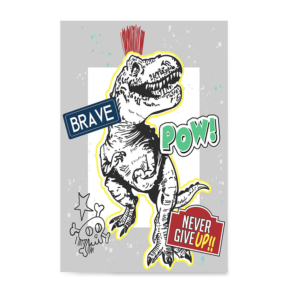 Ezposterprints - The Brave Racer T-Rex | Dinosaurs Jurassic Games