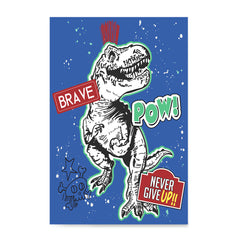 Ezposterprints - The Brave Racer T-Rex - Blue | Dinosaurs Jurassic Games