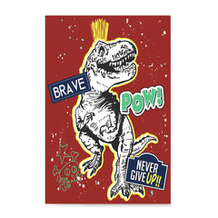 Ezposterprints - The Brave Racer T-Rex - Red | Dinosaurs Jurassic Games