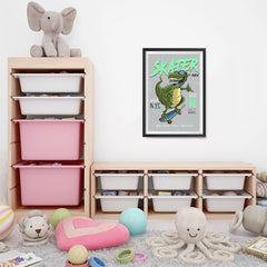 Ezposterprints - Cool 86 T-Rex Skater | Dinosaurs Jurassic Games - 16x24 ambiance display photo sample