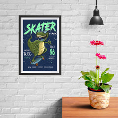 Ezposterprints - Cool 86 T-Rex Skater - Navy - 08x12 ambiance display photo sample