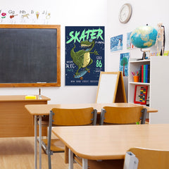 Ezposterprints - Cool 86 T-Rex Skater - Navy | Dinosaurs Jurassic Games - 24x36 ambiance display photo sample
