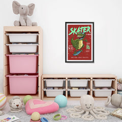 Ezposterprints - Cool 86 T-Rex Skater - Red | Dinosaurs Jurassic Games - 16x24 ambiance display photo sample