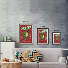 Ezposterprints - Cool 86 T-Rex Skater - Red | Dinosaurs Jurassic Games ambiance display photo sample