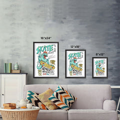 Ezposterprints - Skate & Never Give Up T-Rex | Dinosaurs Jurassic Games ambiance display photo sample