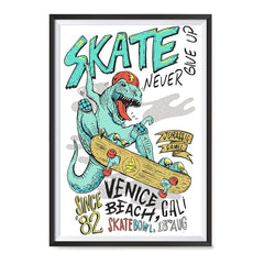 Ezposterprints - Skate & Never Give Up T-Rex | Dinosaurs Jurassic Games ambiance display photo sample
