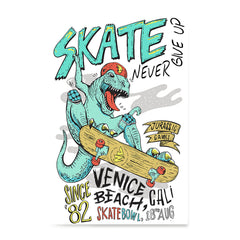Ezposterprints - Skate & Never Give Up T-Rex | Dinosaurs Jurassic Games