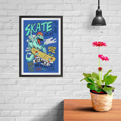 Ezposterprints - Skate & Never Give Up T-Rex - Blue - 08x12 ambiance display photo sample