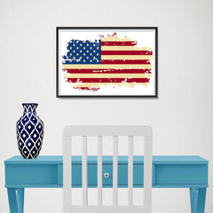 Ezposterprints - Veteran Worn Out USA Flag Poster - 18x12 ambiance display photo sample