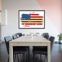 Ezposterprints - Veteran Worn Out USA Flag Poster - 48x32 ambiance display photo sample
