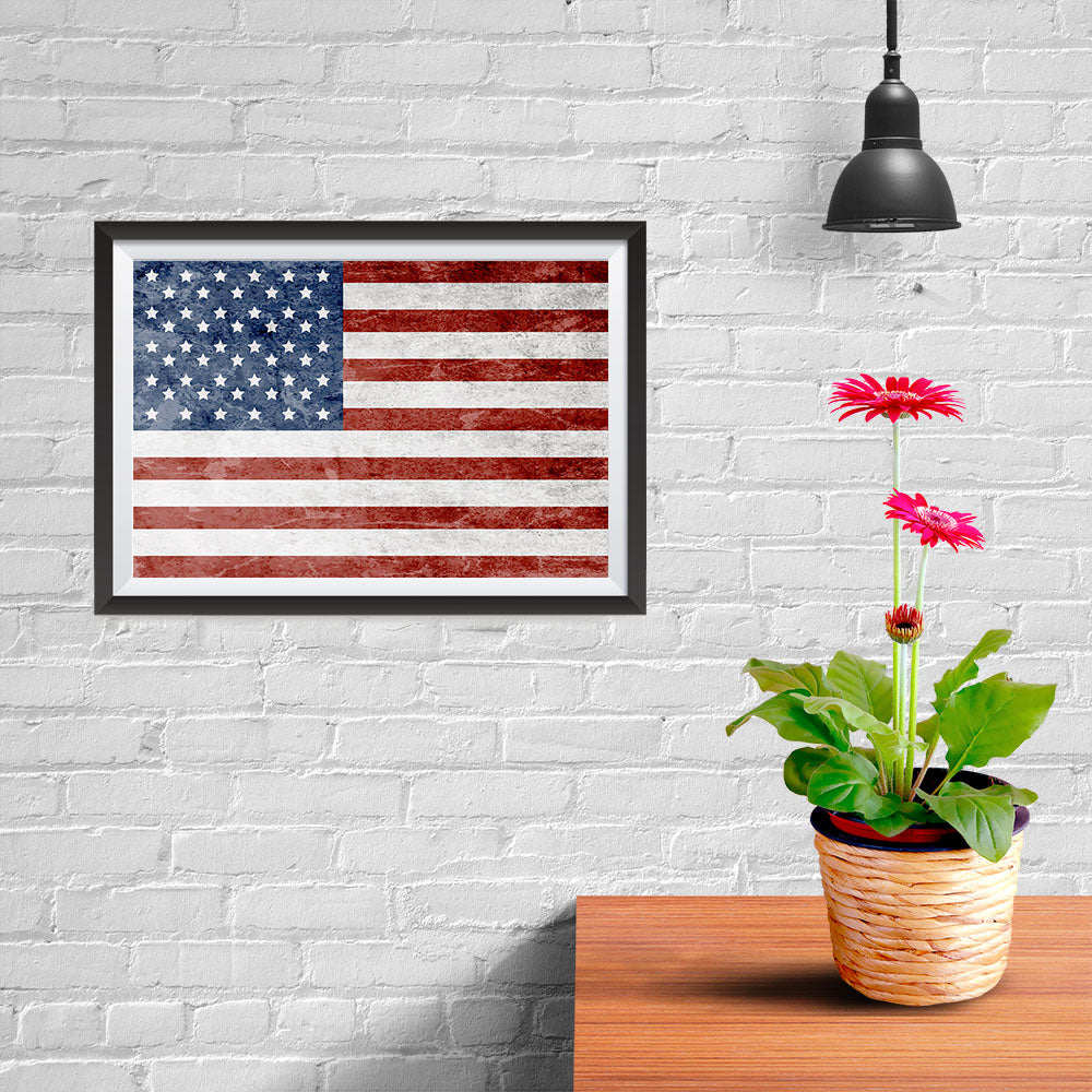 Ezposterprints - Grunge USA Flag 1 Poster - 12x08 ambiance display photo sample