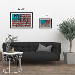 Ezposterprints - I Love My Country Flag of USA with State Names on Blue and Red ambiance display photo sample