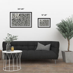 Ezposterprints - I Love My Country Flag of USA with State Names on Black ambiance display photo sample