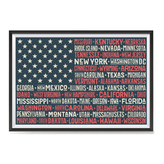 Ezposterprints - The US Flag with State Names Red ambiance display photo sample