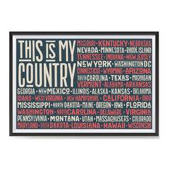Ezposterprints - This is My Country Flag of The US with State Names Red ambiance display photo sample