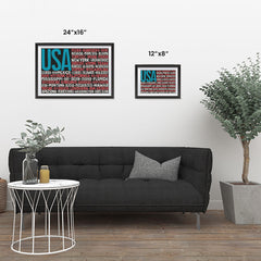 Ezposterprints - USA Text Flag of The US with State Names on Black And Red ambiance display photo sample