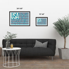 Ezposterprints - USA Text Flag of The US with State Names on Blue and Red ambiance display photo sample