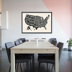 Ezposterprints - The United States of America States Map in Black and White - 48x32 ambiance display photo sample