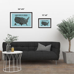Ezposterprints - The United States of America States Map in Blue and Black ambiance display photo sample