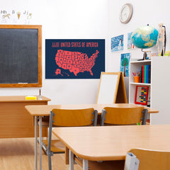 Ezposterprints - The United States of America States Map in Red and Navy - 36x24 ambiance display photo sample