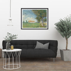 Ezposterprints - Farmhouse In A Wheatfield | Van Gogh Art Reproduction - 32x24 ambiance display photo sample