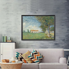 Ezposterprints - Farmhouse In A Wheatfield | Van Gogh Art Reproduction - 48x36 ambiance display photo sample