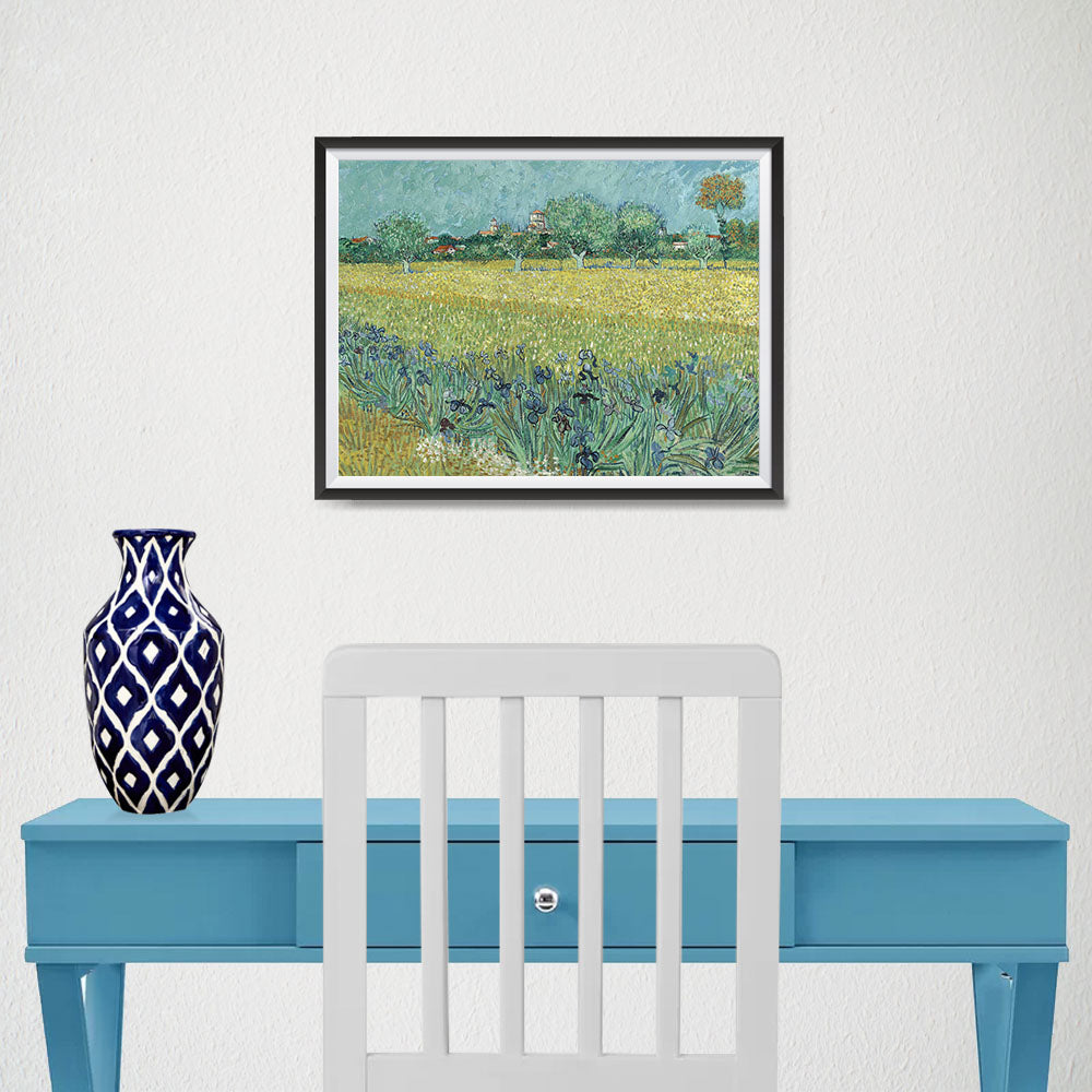 Ezposterprints - Field With Irises Near Arles | Van Gogh Art Reproduction - 16x12 ambiance display photo sample