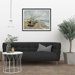 Ezposterprints - Fishing Boats On The Beach | Van Gogh Art Reproduction - 32x24 ambiance display photo sample