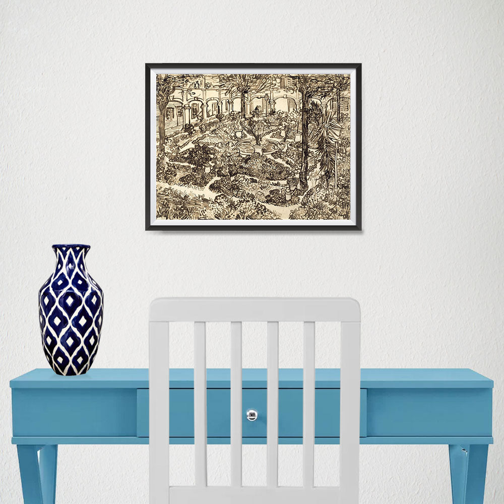 Ezposterprints - Garden Of The Hospital | Van Gogh Art Reproduction - 16x12 ambiance display photo sample