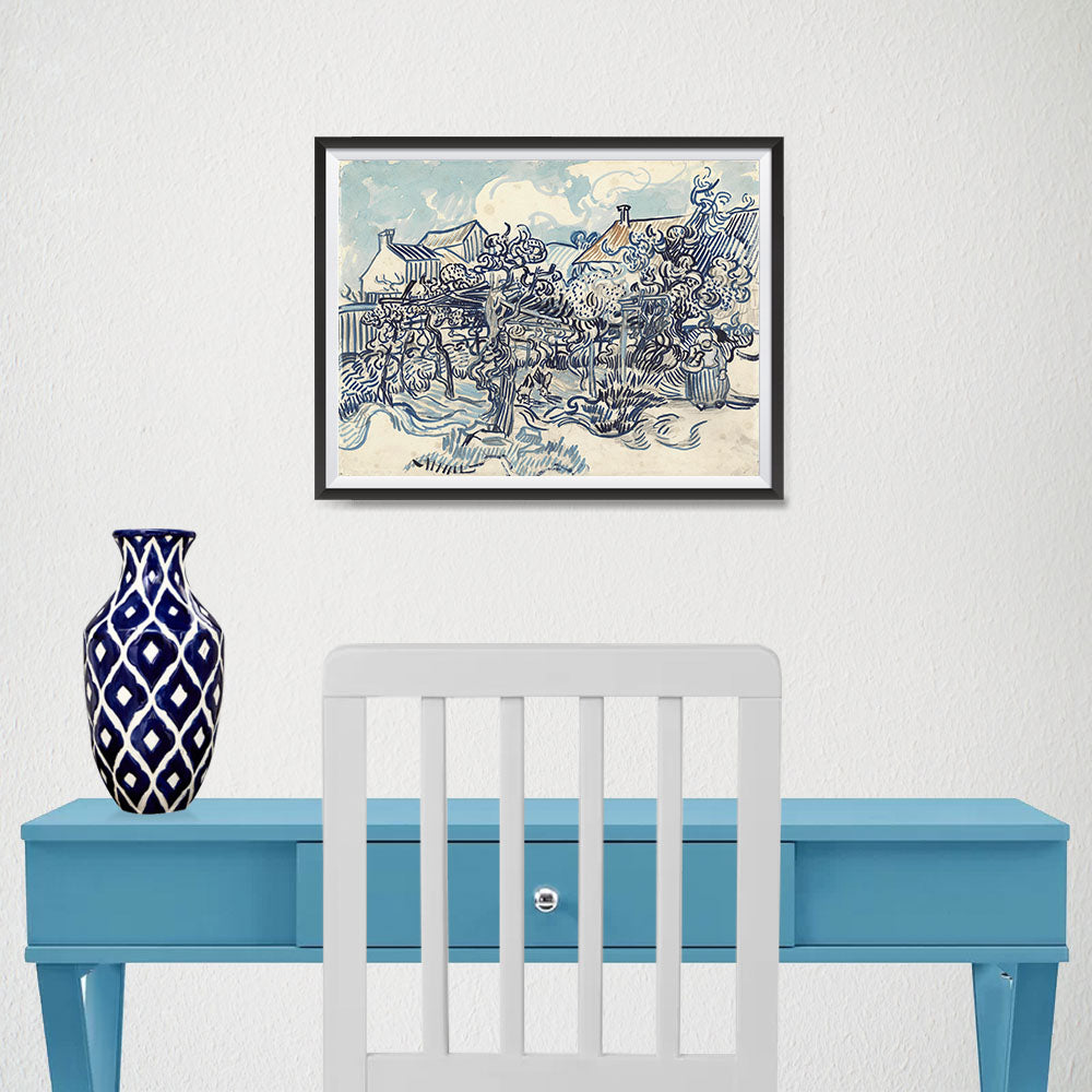 Ezposterprints - Old Vineyard With Peasant Woman | Van Gogh Art Reproduction - 16x12 ambiance display photo sample