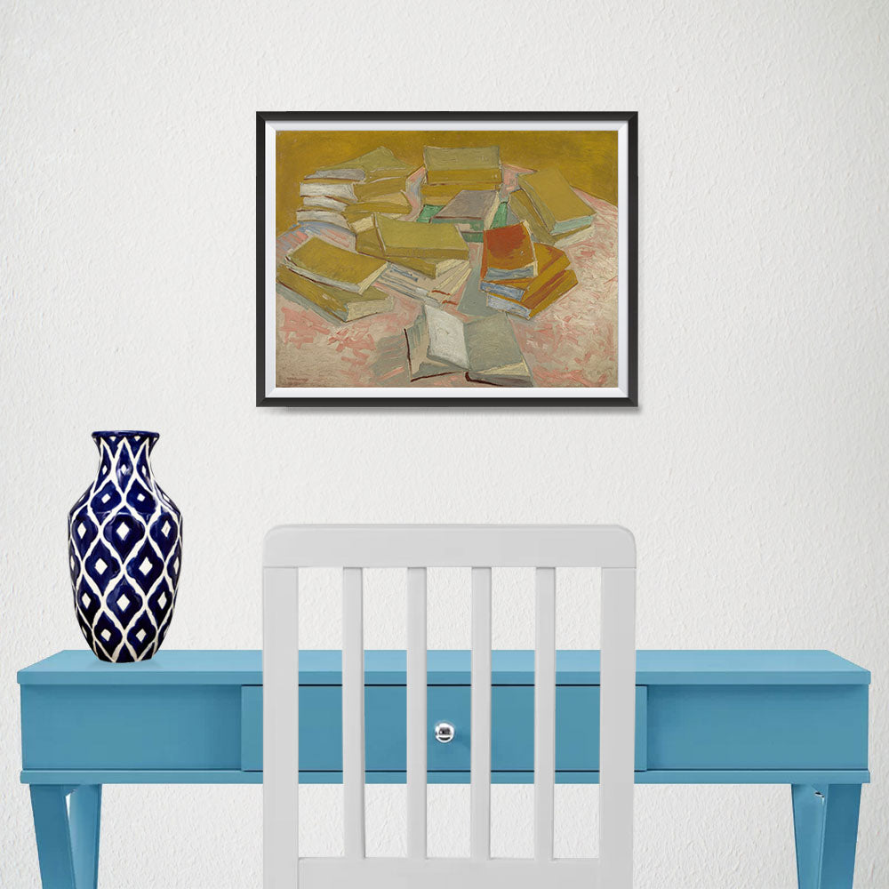 Ezposterprints - Piles Of French Novels | Van Gogh Art Reproduction - 16x12 ambiance display photo sample
