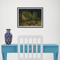 Ezposterprints - Still Life With Brass Cauldron And Jug | Van Gogh Art Reproduction - 16x12 ambiance display photo sample